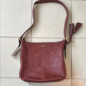 Coach Leather Shoulder Bag in Deep Red/Burgundy